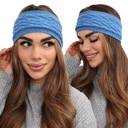 ЖЕНСКАЯ ПОВЯЗКА НА УШИ КРУЖКИ ТЮРБАН ТЕПЛАЯ ШАПКА ШИРОКАЯ СИНЯЯ