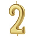 СВЕЧА ДНЯ РОЖДЕНИЯ НОМЕР 2, ДВЕ ЗОЛОТАЯ, 10 см