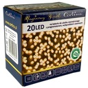 LAMPKI CHOINKOWE ZEWNĘTRZNE CIEPŁA BIEL NA BATERIE 20 LED FUNKCJE TIMER 2 M