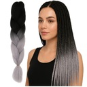 Włosy Syntetyczne Na Warkoczyki Dredy Proste Ombre Pasma Szaro Czarne Modne