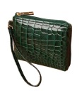 Mini kosmetyczka portfel etui lakierowany zielony