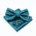 Мужской галстук-бабочка, нагрудные квадратные запонки, бирюзовый/темно-синий.