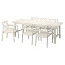 IKEA BONDHOLMEN Stôl a 3 stoličky s podlahami.+ záhradná lavica biela/béžová
