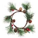 Рябиновый венок с шишками, 16 см.