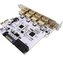 Karta adaptér pre počítač PCI PCIe 1X na 4x USB A 1x USB C 3.1 Gen1 biela Model PCE6U1C