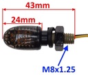 2x Mini LED smerovky Závit M8 Čierne Tmavé Dymové Tienidlo Homologizácia Výrobca Motonet
