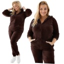 Велюровый спортивный костюм шоколадного цвета PLUS SIZE 3XL