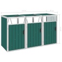 vidaXL Чехол на 3 мусорных бака Зеленый 213x81x121 см Сталь 46281