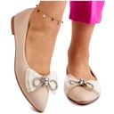 DAMSKIE BALERINY SZPIC OZDOBNA KOKARDA BEŻOWE 36