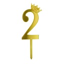 TOPPER NA TORT ZŁOTA CYFRA LUSTRO + KORONA BROKAT