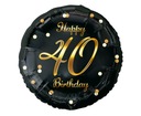 Balon foliowy Happy 40 Birthday czarno-złoty 45cm Liczba sztuk 1 szt.