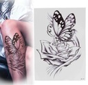 Съемная тату бабочка роза на задней ноге рука бабочка на цветке