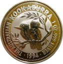 1$ AUSTRALIA 1994 PTAK KOOKABURRA ZIMORODEK Ag 999 Oz