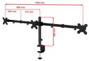 Кронштейн для трех настольных мониторов диагональю 10–27 дюймов.