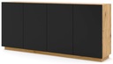 Vitrína AURA 1DS univerzálny artisan / čierna +LED Hĺbka nábytku 33 cm
