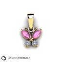 ЗОЛОТОЙ РОЗОВЫЙ КУЛОН БАБОЧКА С ЦИРКОНИЯМИ