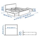 IKEA MALM Rama łóżka + 4 pojemniki Luroy 160x200cm