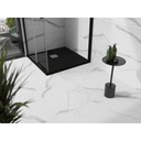 Mexen Stone+ kompozitná štvorcová sprchová vanička 80 x 80 cm, Čierna Dlhšia strana 80 cm