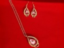 Золотой женский комплект украшений, позолоченные подарочные капли розового миндаля