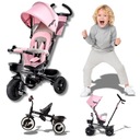 Rowerek trójkołowy wózek spacerówka 6w1 AVEO dziecięcy RÓŻOWY 9m-5 lat