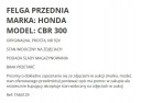 . ДИСК ПЕРІД ПЕРЕДНЯ 92V 17X2.50 HONDA CBR300 CB CBR 300  (16388432142) фото min 8