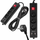 УДЛИНИТЕЛЬНАЯ полоса 3м 3 розетки + 2x USB LEDLUX