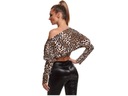 Tričko top s leopardím vzorom cez rameno S Rukáv dlhý rukáv