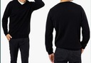 Pánsky bavlnený sveter Hladký Výstrih V M Čierna Veľkosť M