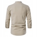 Priedušná ľanová košeľa Casual Khaki Dominujúca farba prehľadná
