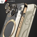 Etui MagSafe Case do iPhone 15 Glamour Luxury obudowa Slim Ring Alogy Złoty Rozszerzenie podstawka
