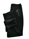 Dámske zateplené nohavice s vreckami vysoký pás s ozdobnými flitrami S Strih rovný
