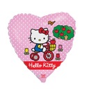 Фольгированный шар, сердечко Hello Kitty на велосипеде