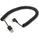 USB-кабель microUSB, угловой, пружинный, спиральный, 3 м