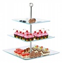 ТАРЕЛКА ДЛЯ ТОРТА СТЕКЛЯННАЯ Блюдо для торта, 3 уровня, КВАДРАТНАЯ