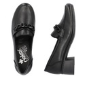 Женские туфли Rieker черные Кожаные туфли на высоком каблуке Comfort 41660-00