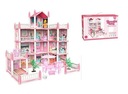 Domek dla lalek willa różowa DIY 4 poziomy mebelki 61cm EAN (GTIN) 5903039733398