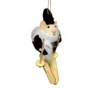 УКРАШЕНИЕ ДЛЯ РОЖДЕСТВЕНСКОЙ ЕЛКИ МЫШКА ЛЫЖИ ЧЕРНО-БЕЛАЯ 11 СМ