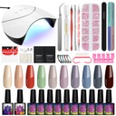 Phoenixy Nails Manicure Set Full Gel Nail Polish Kit with Nail Lamp Nails A