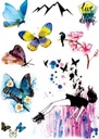 Наклейка для татуировки с разноцветными цветами и бабочками 108