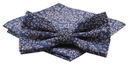 Галстук-бабочка Alties с нагрудным платком - синий, мотив листьев