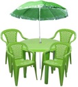 4+1 ПЛАСТИКОВЫЙ КОМПЛЕКТ СТУЛЬЯ СТОЛ ЗОНТИК ЛАЙМ