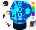 3D LED ФУТБОЛИСТ НОЧНИК С НАЗВАНИЕМ ФУТБОЛ