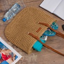 Большая летняя пляжная сумка коричневого цвета, ручки, молния, корзина из прочной ткани.