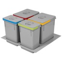 БАНКА ДЛЯ МУСОРА 600 ММ RUBIO 2x15л + 2x7л НАБОР ВСТАВОК СЕРЫЙ AMIX