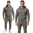 МУЖСКОЙ СПОРТИВНЫЙ КОМПЛЕКТ, ТЕМНО-СЕРЫЙ СПОРТИВНЫЙ КОСТЮМ С КАПЮШОНОМ И НА МОЛНИИ XXL