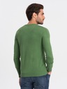 Klasický pánsky sveter s okrúhlym výstrihom zelený V13 OM-SWBS-0106 S Druh bez kapucne prevlečené cez hlavu