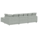 Модульный диван с подставкой для ног и подушками Velvet Light Grey