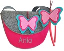 розовая сумочка с повязкой на голову-бабочкой, с именем