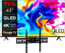 Телевизор QLED TCL 43C645 43 дюйма 4K UHD черный + регулируемый кронштейн 32–75 40 кг