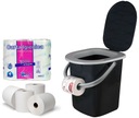 TOALETA PRZENOŚNA TURYSTYCZNA WIADRO KEMPINGOWE MOBILNE WC + PAPIER 4 ROLKI
